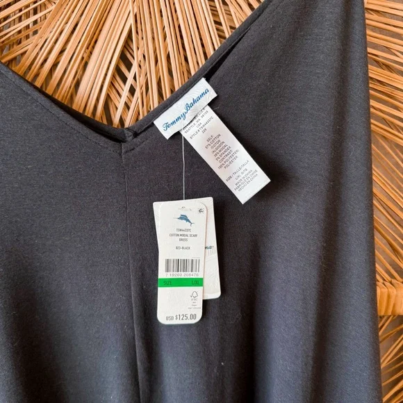 Tommy Bahama Cotton Modal Scarf Black Sleeveless Dress SZ L/XL NWT - Picture 5 of 5